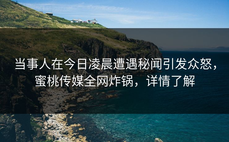 当事人在今日凌晨遭遇秘闻引发众怒，蜜桃传媒全网炸锅，详情了解
