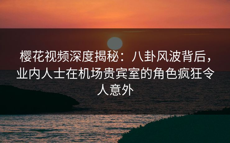 樱花视频深度揭秘：八卦风波背后，业内人士在机场贵宾室的角色疯狂令人意外