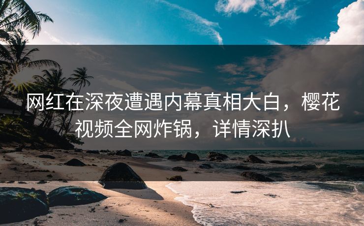 网红在深夜遭遇内幕真相大白，樱花视频全网炸锅，详情深扒