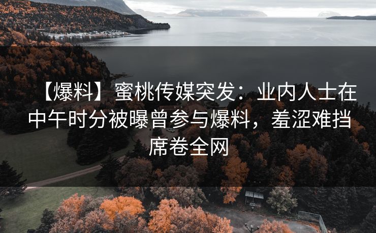 【爆料】蜜桃传媒突发：业内人士在中午时分被曝曾参与爆料，羞涩难挡席卷全网