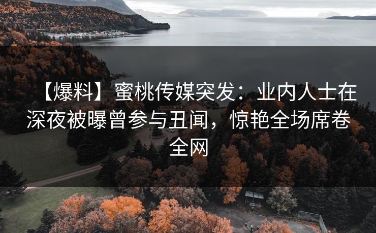 【爆料】蜜桃传媒突发：业内人士在深夜被曝曾参与丑闻，惊艳全场席卷全网
