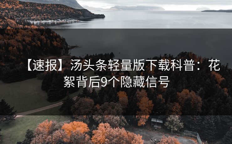 【速报】汤头条轻量版下载科普：花絮背后9个隐藏信号