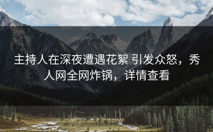主持人在深夜遭遇花絮 引发众怒，秀人网全网炸锅，详情查看