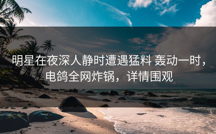 明星在夜深人静时遭遇猛料 轰动一时，电鸽全网炸锅，详情围观
